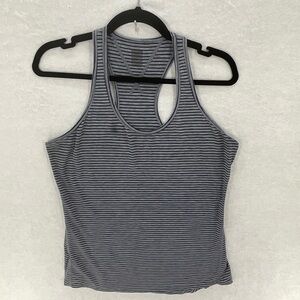Lucy Women's Tank Lucy Tech Racerback Gray & Black Striped Large